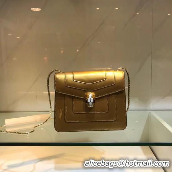 Duplicate BVLGARI Serpenti Forever metallic-leather shoulder bag 08962 gold