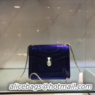 Most Popular BVLGARI Serpenti Forever metallic-leather shoulder bag 08962 blue