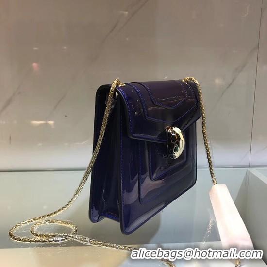 Most Popular BVLGARI Serpenti Forever metallic-leather shoulder bag 08962 blue