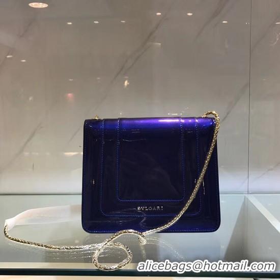 Most Popular BVLGARI Serpenti Forever metallic-leather shoulder bag 08962 blue