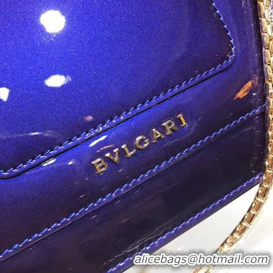 Most Popular BVLGARI Serpenti Forever metallic-leather shoulder bag 08962 blue