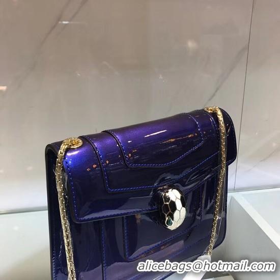 Most Popular BVLGARI Serpenti Forever metallic-leather shoulder bag 08962 blue