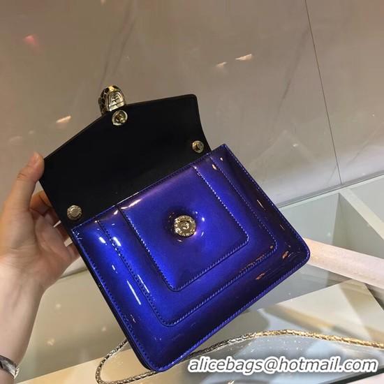 Most Popular BVLGARI Serpenti Forever metallic-leather shoulder bag 08962 blue