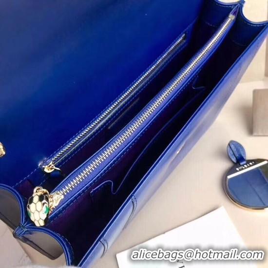 Fashion BVLGARI Serpenti leather shoulder bag 14632 blue