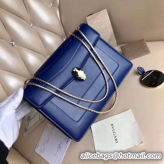 Fashion BVLGARI Serpenti leather shoulder bag 14632 blue