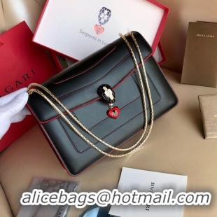 Good Quality Bvlgari Forever serpenti in love Original calf leather Shoulder Bag 2466 black