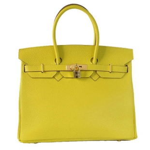 Hermes Birkin 35CM Tote Bags Togo Leather Lemon Golden