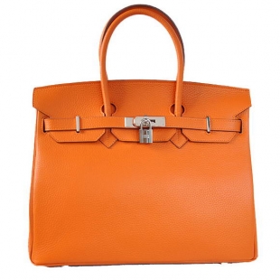 Hermes Birkin 35CM Tote Bags Togo Leather Orange Silver