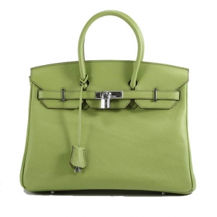 Hermes Birkin 35CM Togo Leather Handbag 6089 Green Silver