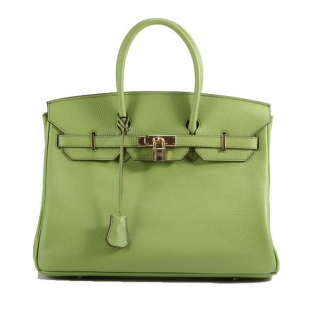 Hermes Birkin 35CM Togo Leather Handbag 6089 Green Golden