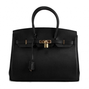 Hermes Birkin 35CM Togo Leather Handbag 6089 Black Golden