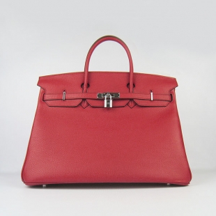 Hermes Birkin 40CM Togo Bag Red 6099 Silver