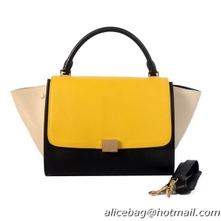 Celine Trapeze Bag Original Calfskin Leather C008B Yellow&Black&Beige