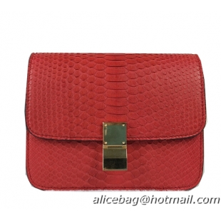 Celine Classic Box Small Flap Bag Snake Leather 11042 Red