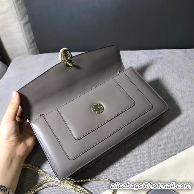 Perfect BVLGARI Serpenti Forever metallic-leather shoulder bag 4953 Grey