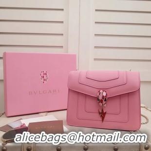 Best Product BVLGARI Serpenti Forever Flap Cover leather bag 34559 pink