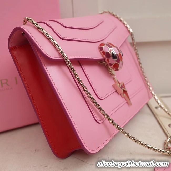 Best Product BVLGARI Serpenti Forever Flap Cover leather bag 34559 pink