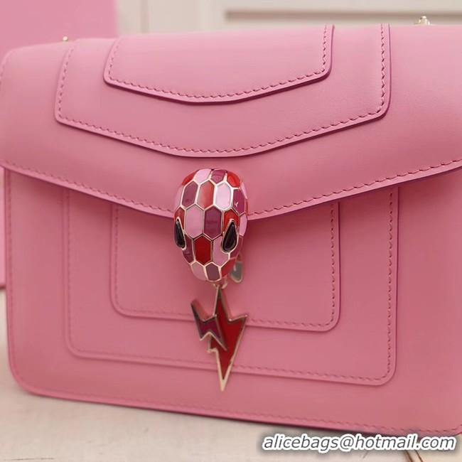 Best Product BVLGARI Serpenti Forever Flap Cover leather bag 34559 pink