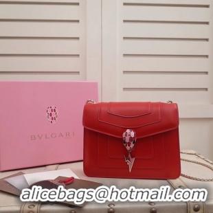 Top Grade BVLGARI Serpenti Forever Flap Cover leather bag 34559 red