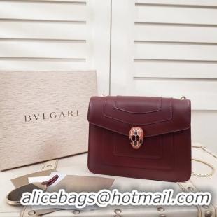 Best Luxury BVLGARI Serpenti Forever Flap Cover leather bag 28697 fuchsia