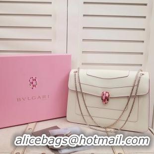 Shop Cheap BVLGARI Serpenti leather shoulder bag 35106 white