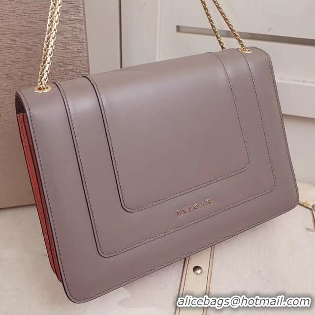 Charming BVLGARI Serpenti leather shoulder bag 35106 grey