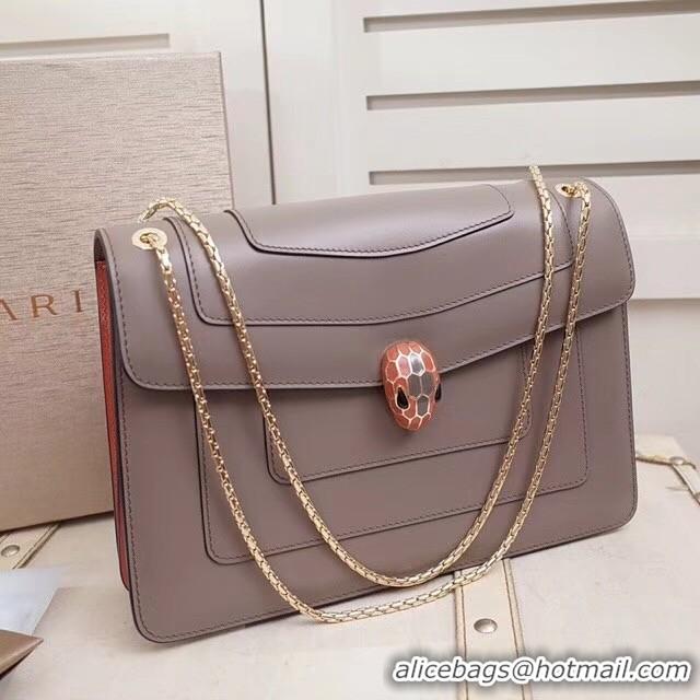 Charming BVLGARI Serpenti leather shoulder bag 35106 grey