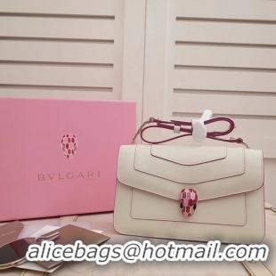 Good Quality BVLGARI Serpenti Forever metallic-leather shoulder bag 39174 white