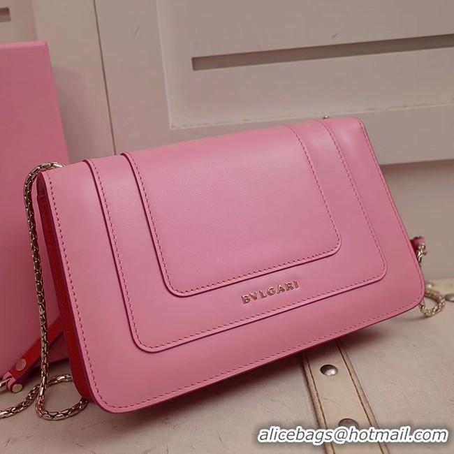 Luxury BVLGARI Serpenti Forever metallic-leather shoulder bag 39174 pink