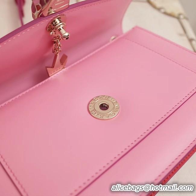 Luxury BVLGARI Serpenti Forever metallic-leather shoulder bag 39174 pink