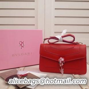 Best Grade BVLGARI Serpenti Forever metallic-leather shoulder bag 39174 red