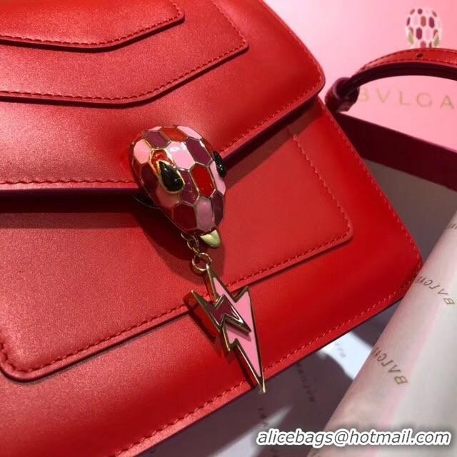 Good Product BVLGARI Serpenti Forever leather flap bag 286999 red