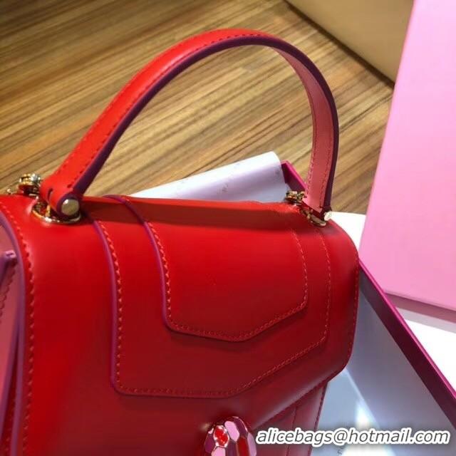 Good Product BVLGARI Serpenti Forever leather flap bag 286999 red