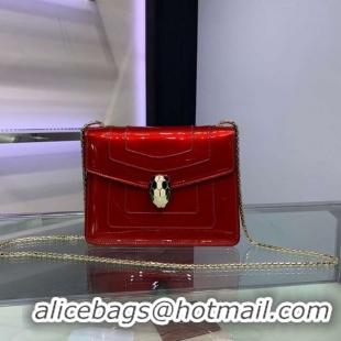 Good Looking BVLGARI Serpenti Forever metallic-leather shoulder bag 34559 red