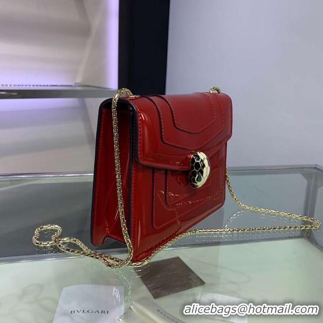 Good Looking BVLGARI Serpenti Forever metallic-leather shoulder bag 34559 red