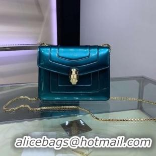 Stylish BVLGARI Serpenti Forever metallic-leather shoulder bag 34559 blue