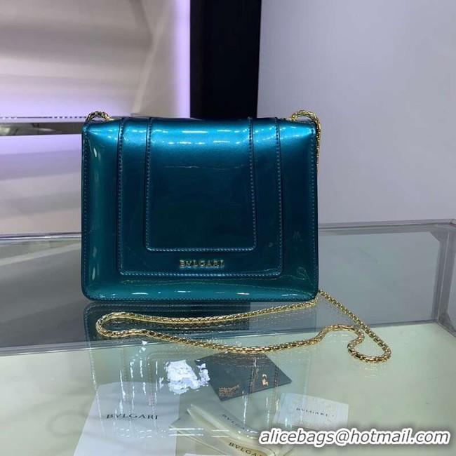 Stylish BVLGARI Serpenti Forever metallic-leather shoulder bag 34559 blue