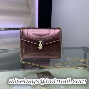 Sophisticated BVLGARI Serpenti Forever metallic-leather shoulder bag 34559 rose gold