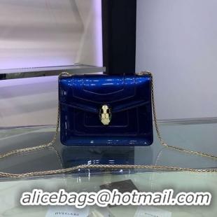 Hot Style BVLGARI Serpenti Forever metallic-leather shoulder bag 34559 dark blue