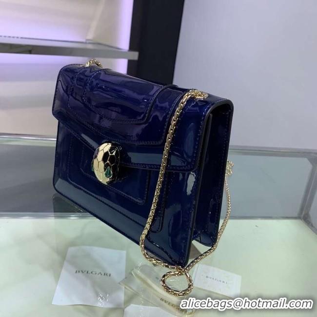 Hot Style BVLGARI Serpenti Forever metallic-leather shoulder bag 34559 dark blue