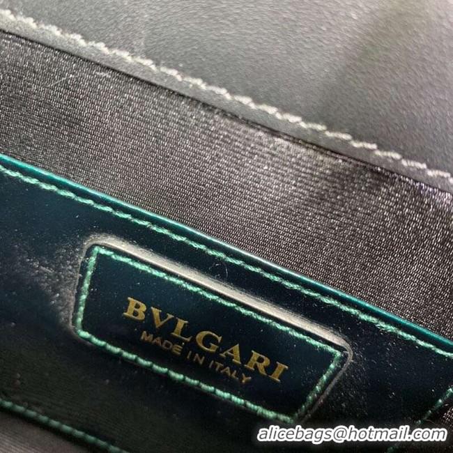 Top Design BVLGARI Serpenti Forever metallic-leather shoulder bag 34559 dark green