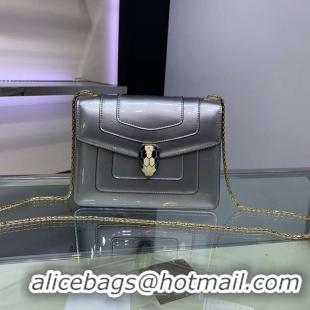 Perfect BVLGARI Serpenti Forever metallic-leather shoulder bag 34559 silver