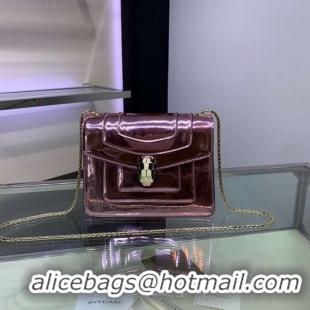 1:1 aaaaa BVLGARI Serpenti Forever metallic-leather shoulder bag 34559 purple