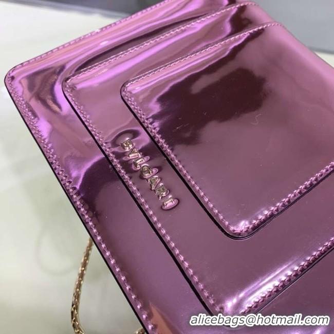 1:1 aaaaa BVLGARI Serpenti Forever metallic-leather shoulder bag 34559 purple