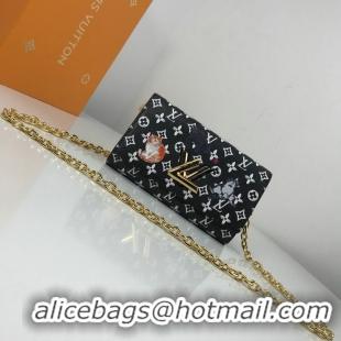 aaaaa Louis Vuitton Monogram Canvas Twist Chain Wallet M63888 Black