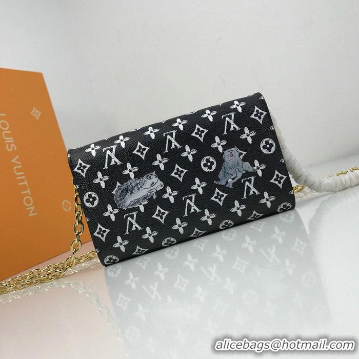 aaaaa Louis Vuitton Monogram Canvas Twist Chain Wallet M63888 Black