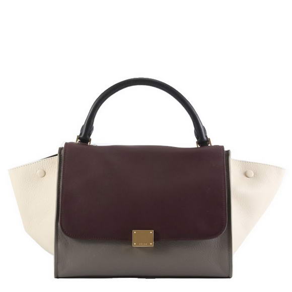 Celine Trapeze Bags Grey Bordeaux