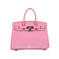 Hermes Birkin 30CM Tote Bags Pink Togo Leather Silver