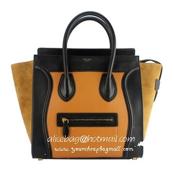 Celine Luggage Mini Bag Suede C88022 Yellow&Black