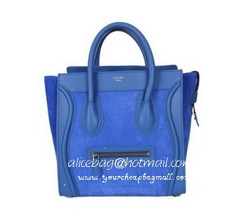 Celine Luggage Mini Shopper Bag Calfskin&Nubuck 16521 88022 RoyalBlue